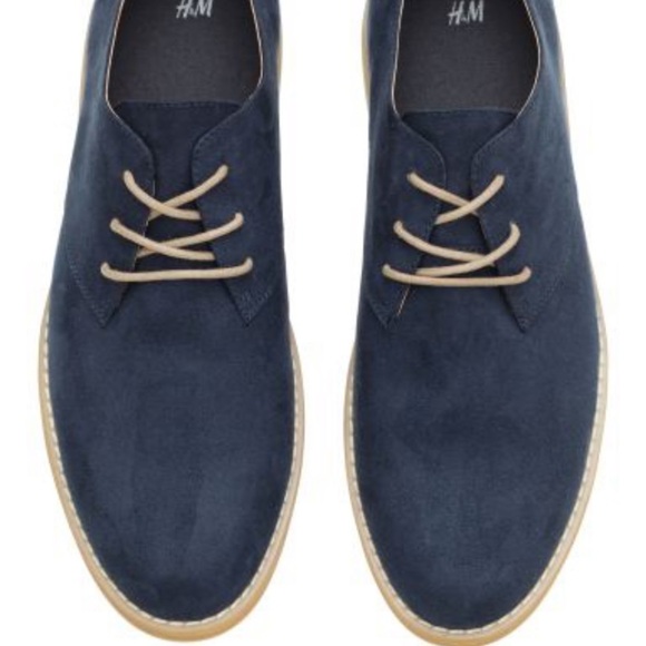 H&M Men’s Blue Suede Derby Oxford Shoe 40 (7.5) - Picture 2 of 10
